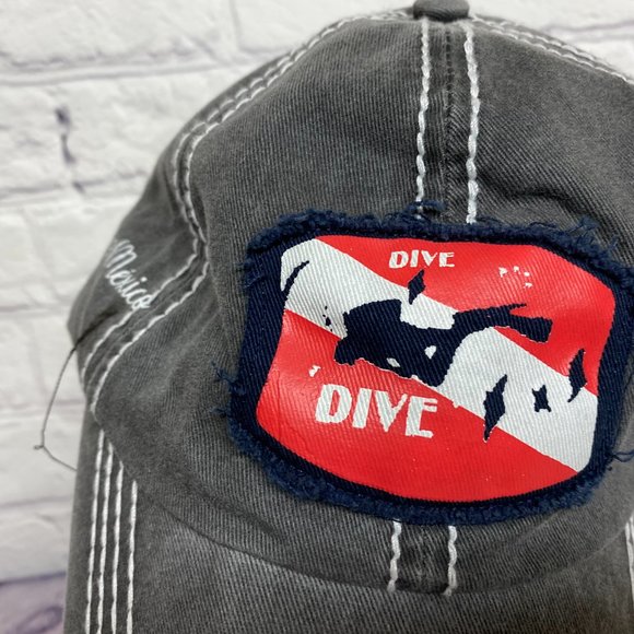 Cancun Mexico Hat Cap Strap Back Faded Gray Dive Yacht Club Patch One Size Beach - Picture 6 of 10